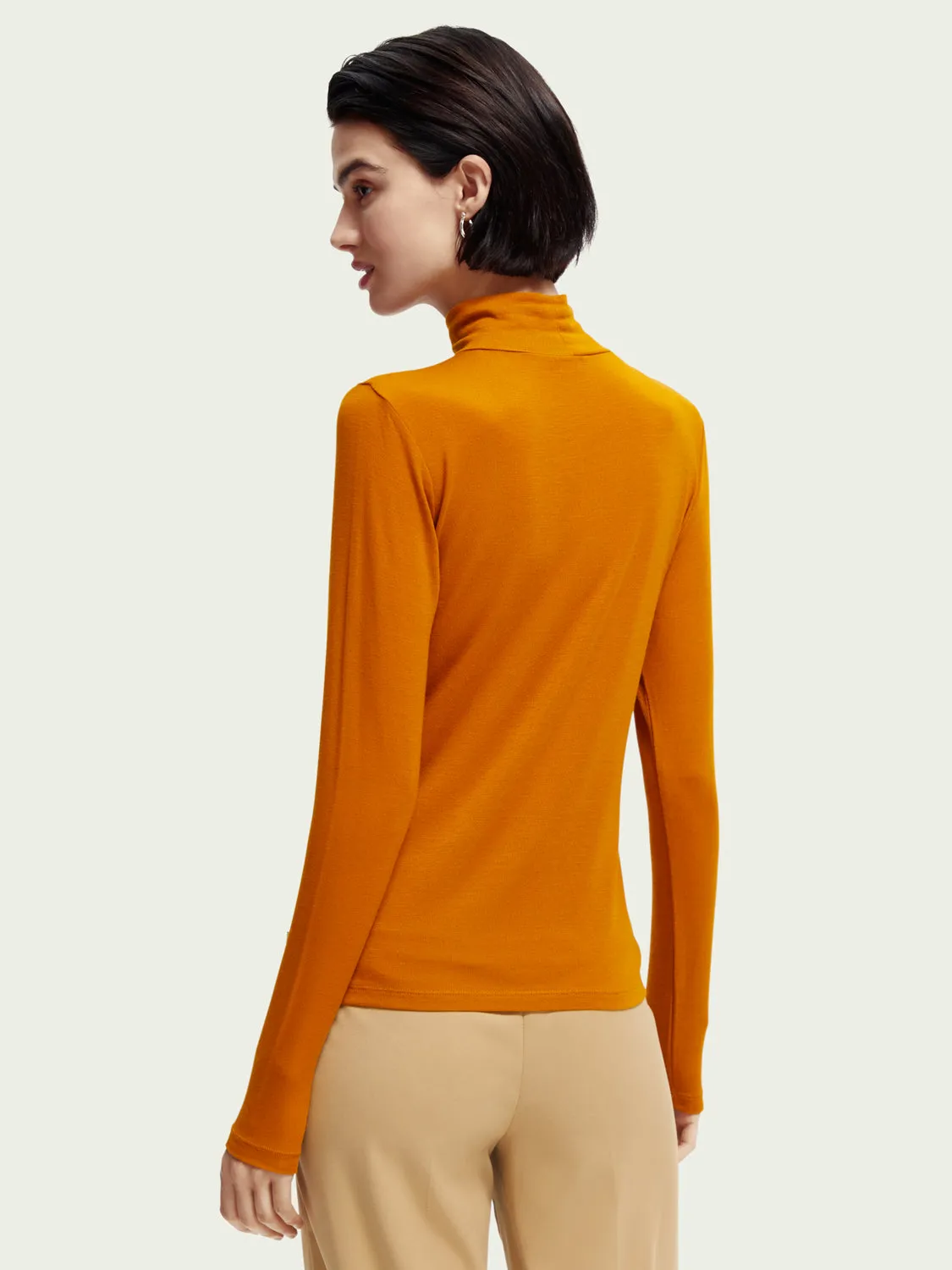 Scotch and Soda Long Sleeved Turtle Neck Top In Cinnamon Spice - FINAL SALE