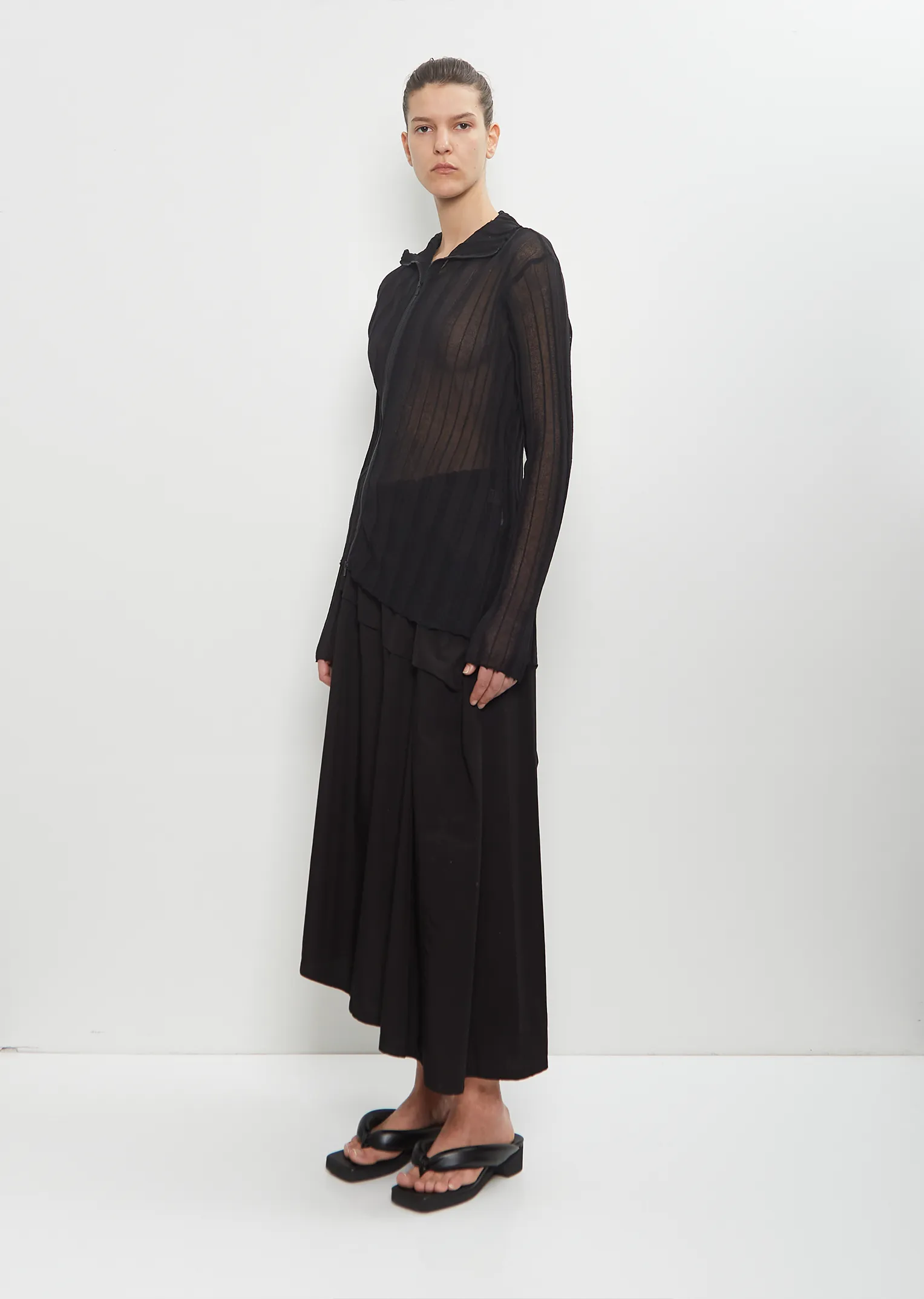 Sheer Knit Zip Cardigan