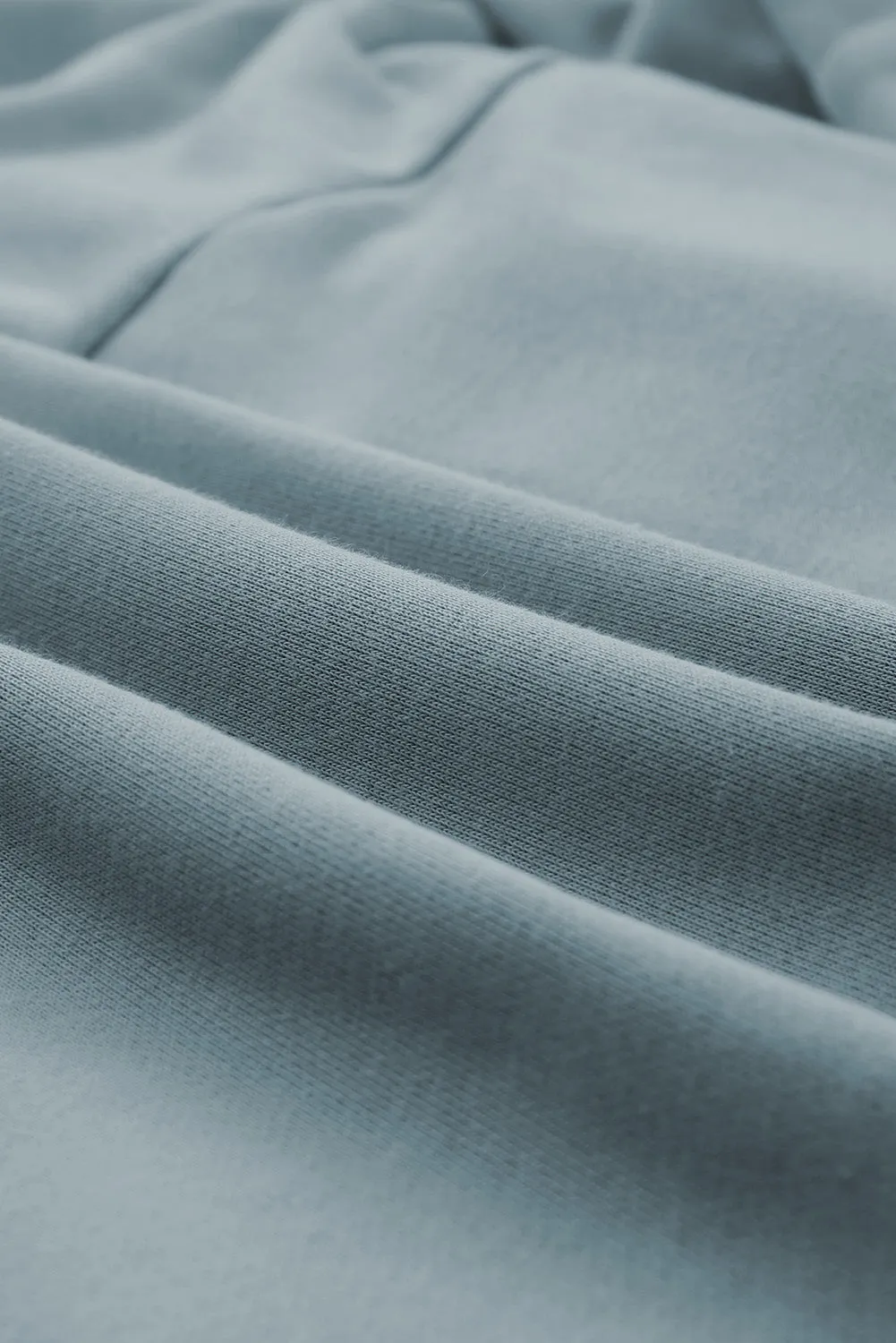 Sky Blue Patchwork Side Pockets Oversized Henley Hoodie