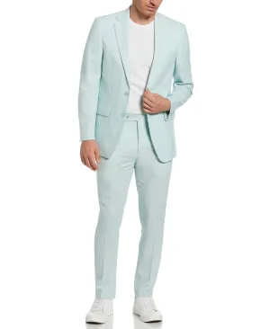 Slim Fit Light Green Linen Blend Suit