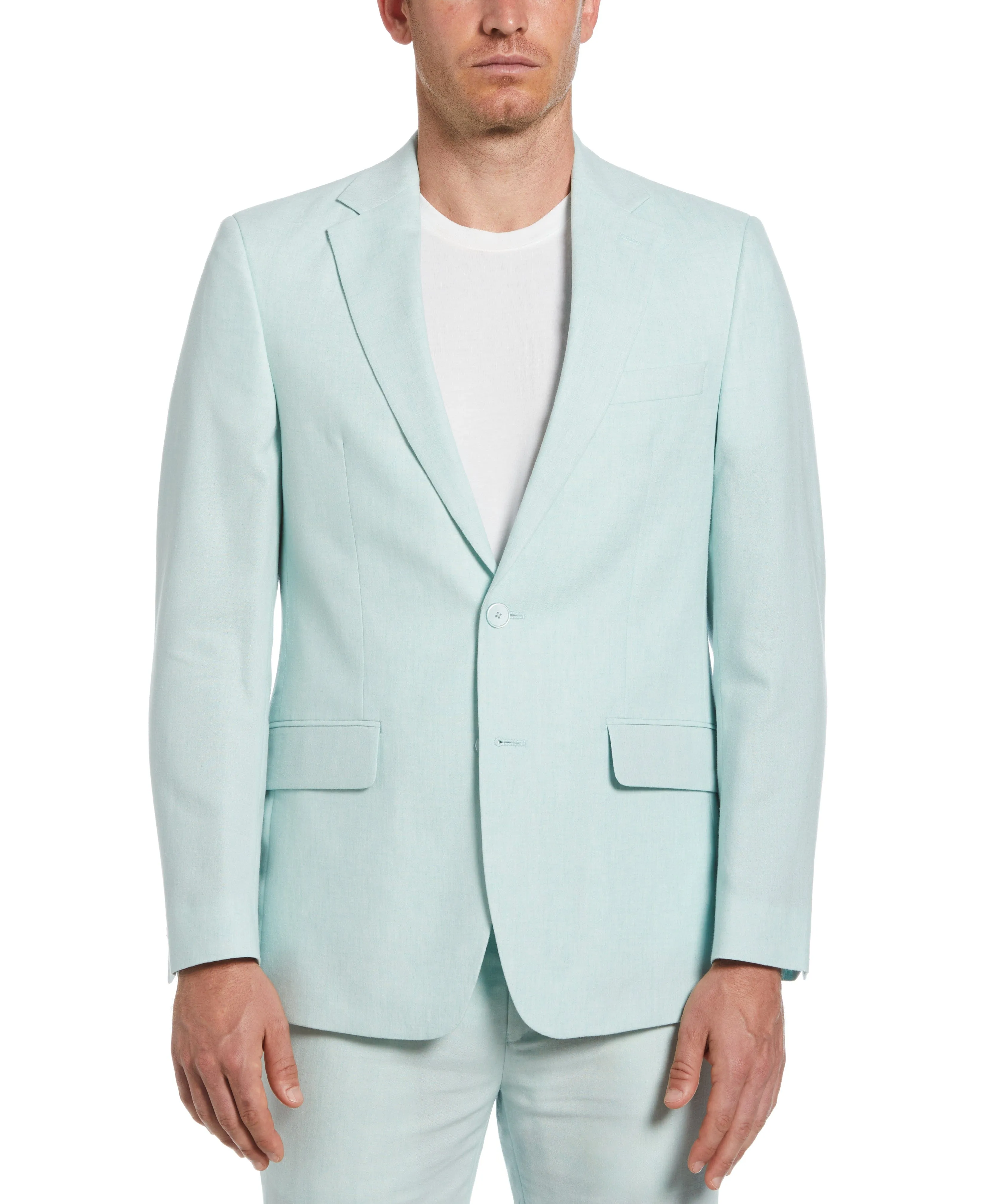 Slim Fit Light Green Linen Blend Suit