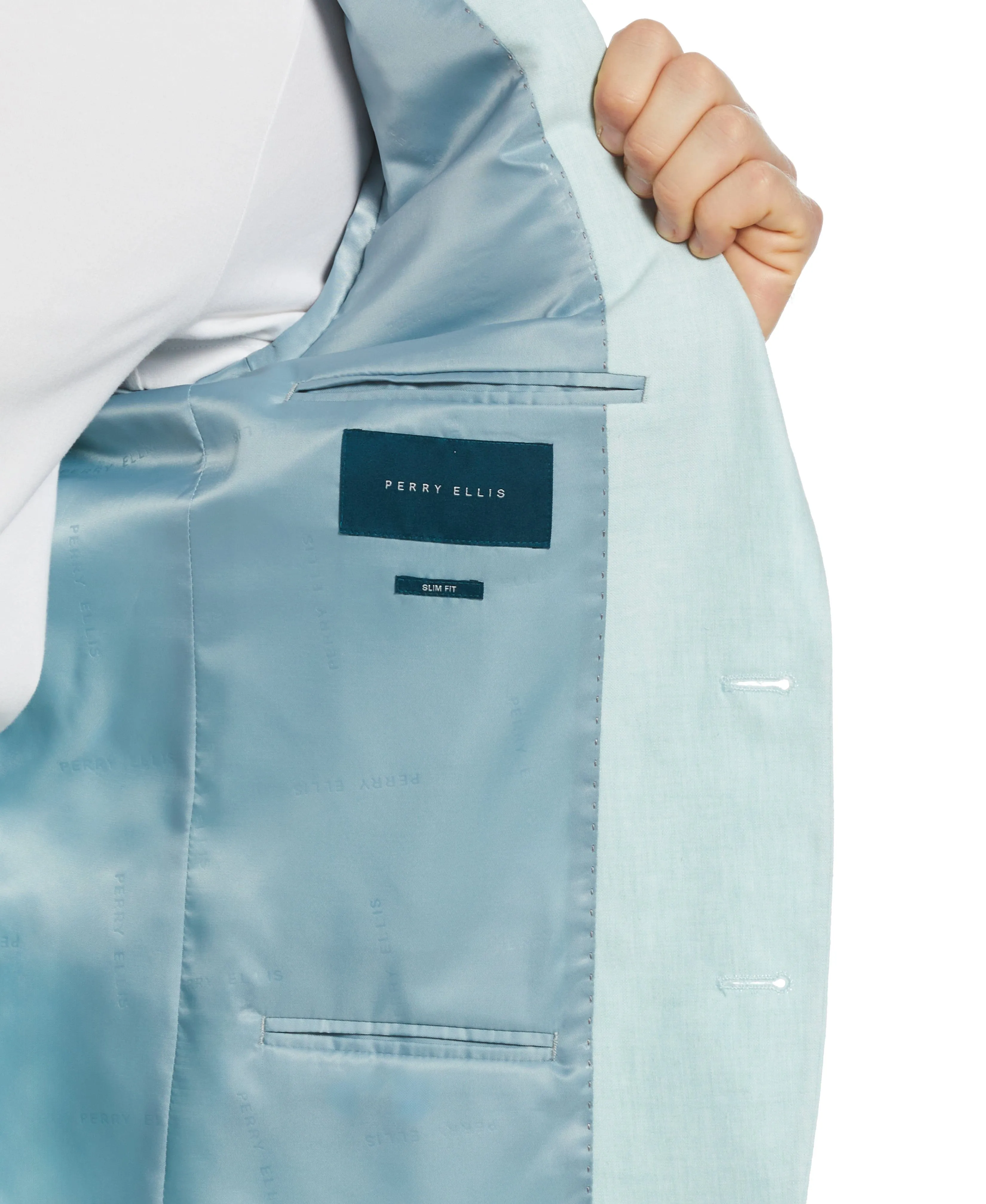 Slim Fit Light Green Linen Blend Suit