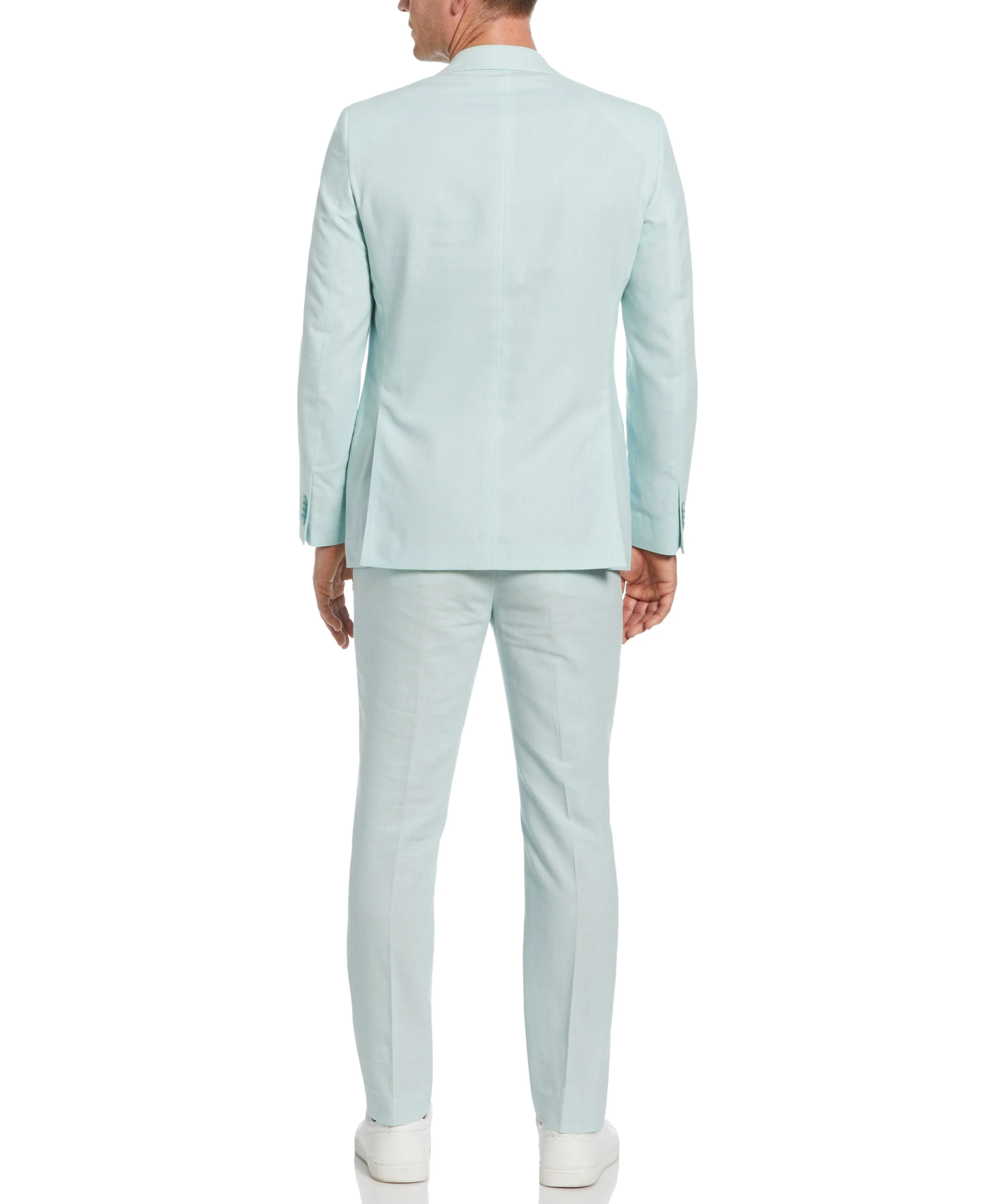 Slim Fit Light Green Linen Blend Suit