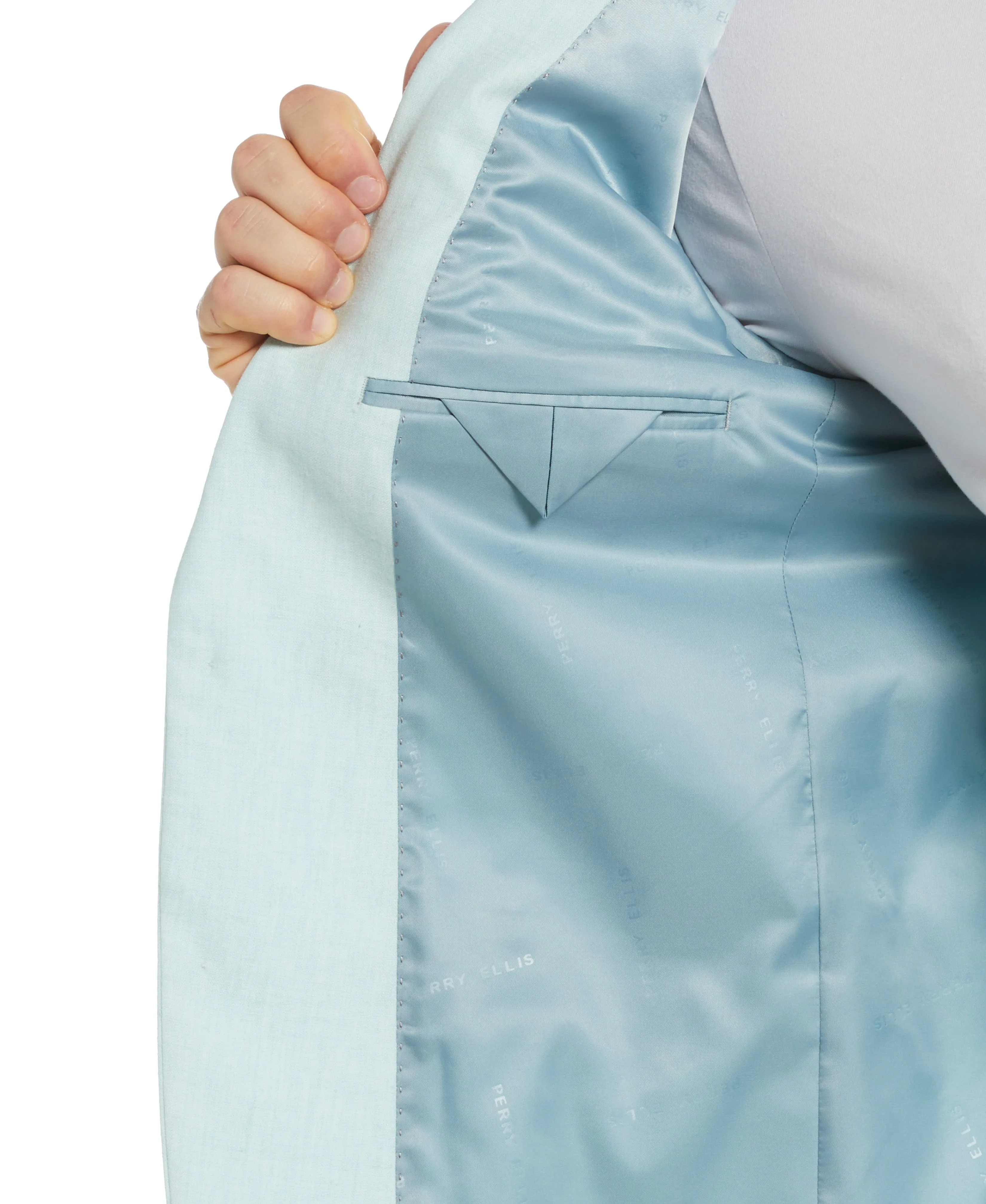 Slim Fit Light Green Linen Blend Suit