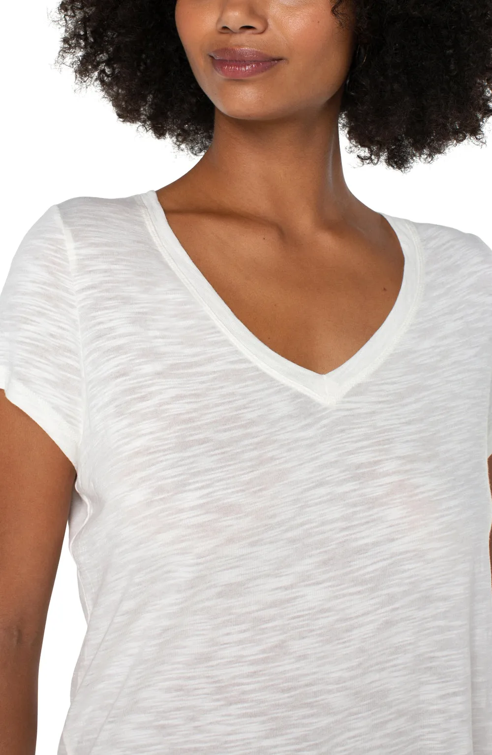 Slim Fit V-Neck Slub Knit Tee - SALE