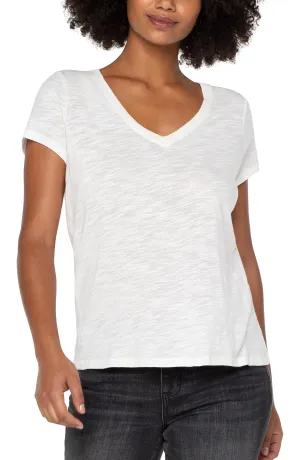 Slim Fit V-Neck Slub Knit Tee - SALE