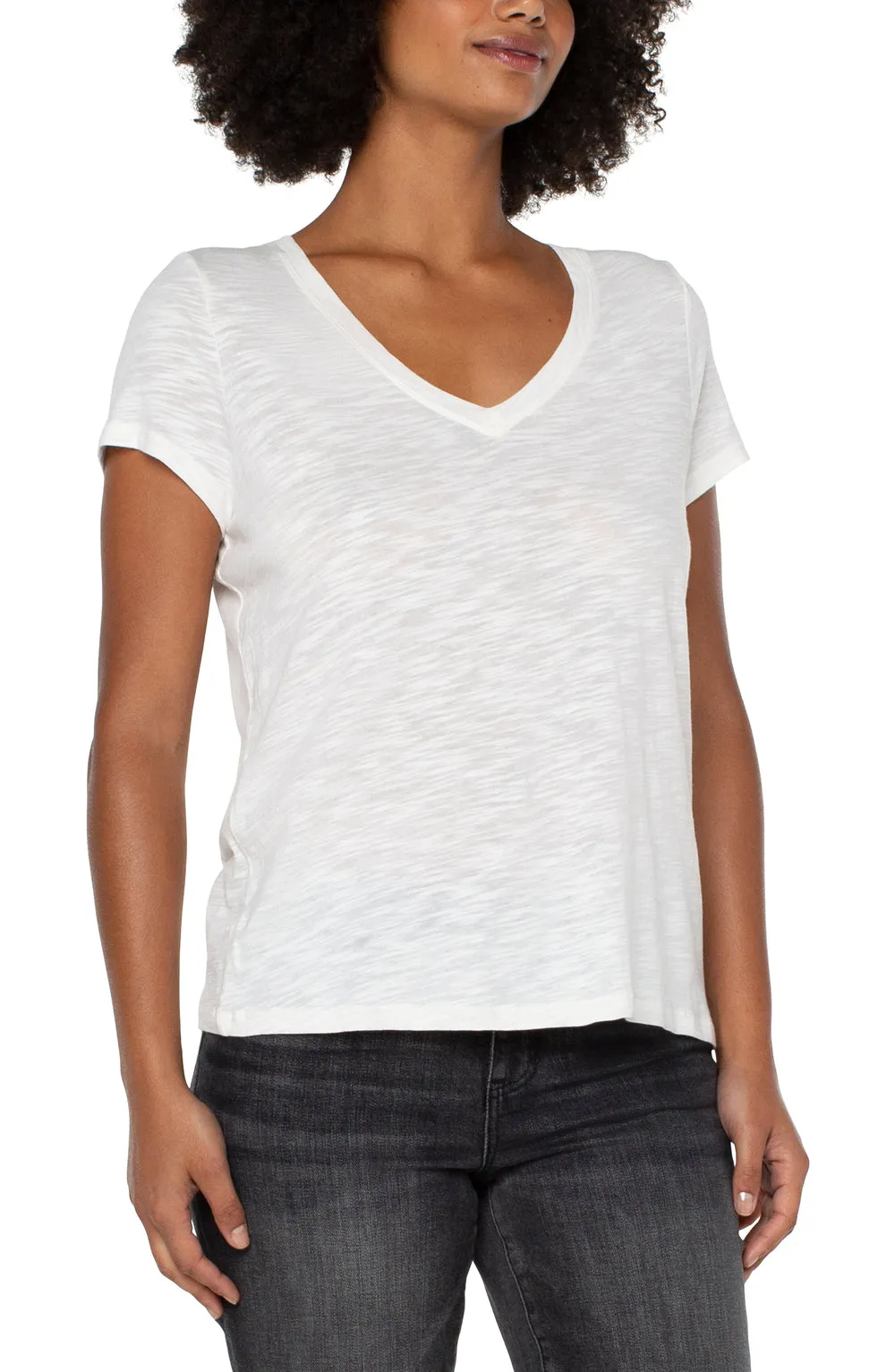 Slim Fit V-Neck Slub Knit Tee - SALE