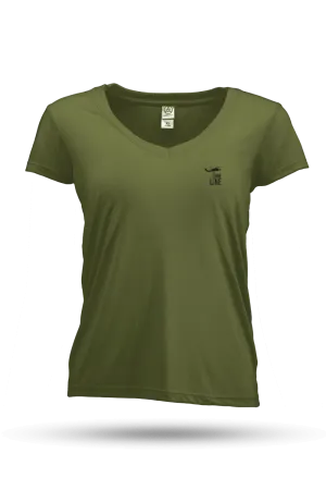 Small Dropline Logo - Women's Slouchy V-Neck