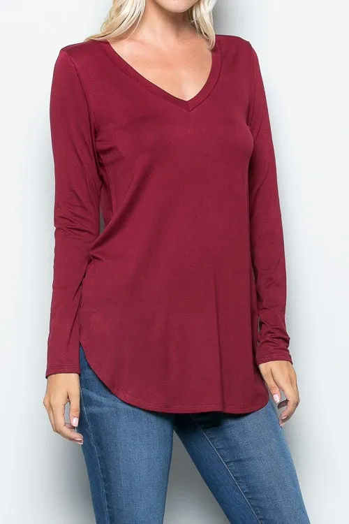 Solid V-neck Top