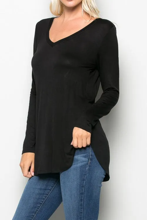 Solid V-neck Top