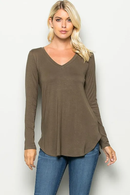 Solid V-neck Top