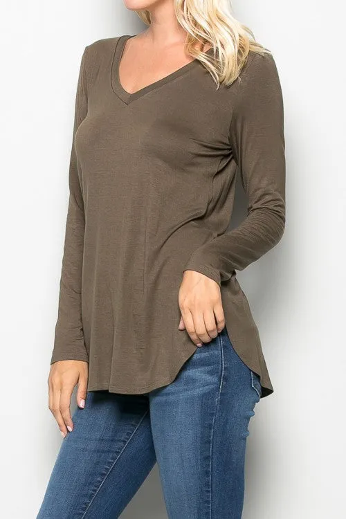 Solid V-neck Top