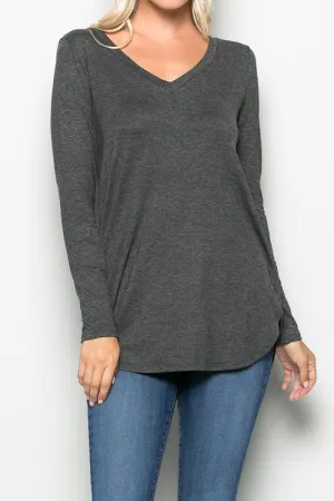 Solid V-neck Top