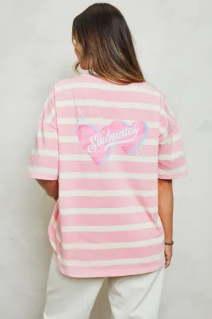 Soulmates striped t-shirt in pink