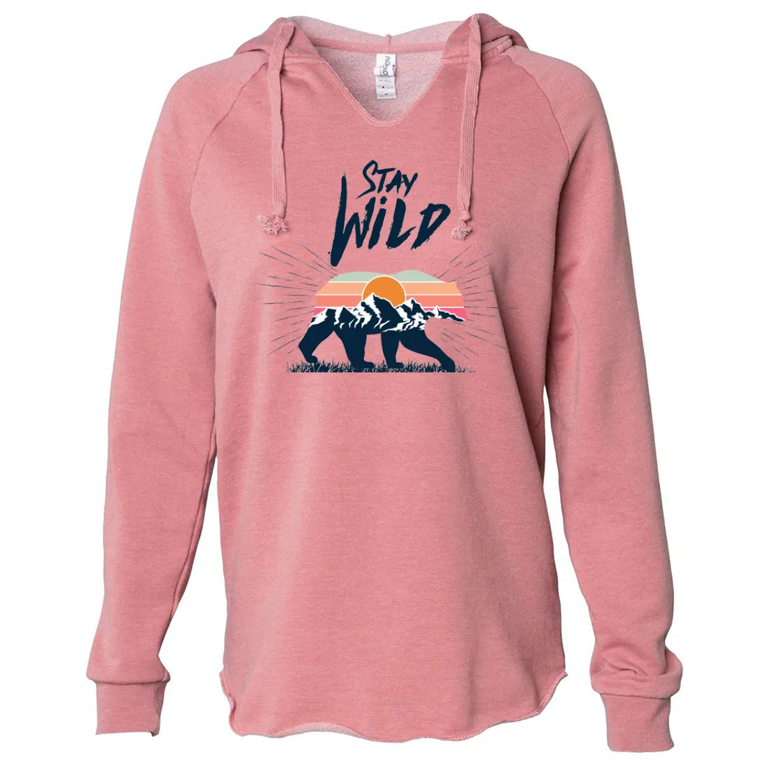 Stay Wild Sunset Bear Women's Soft Hooded Pullover