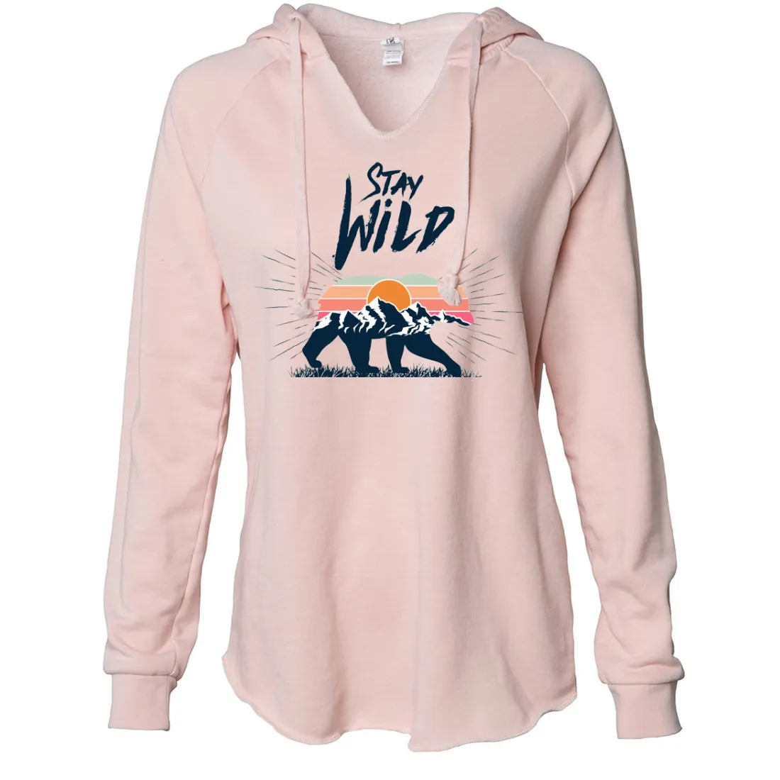 Stay Wild Sunset Bear Women's Soft Hooded Pullover