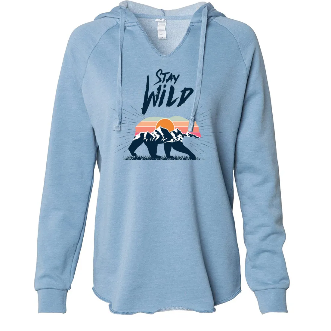 Stay Wild Sunset Bear Women's Soft Hooded Pullover