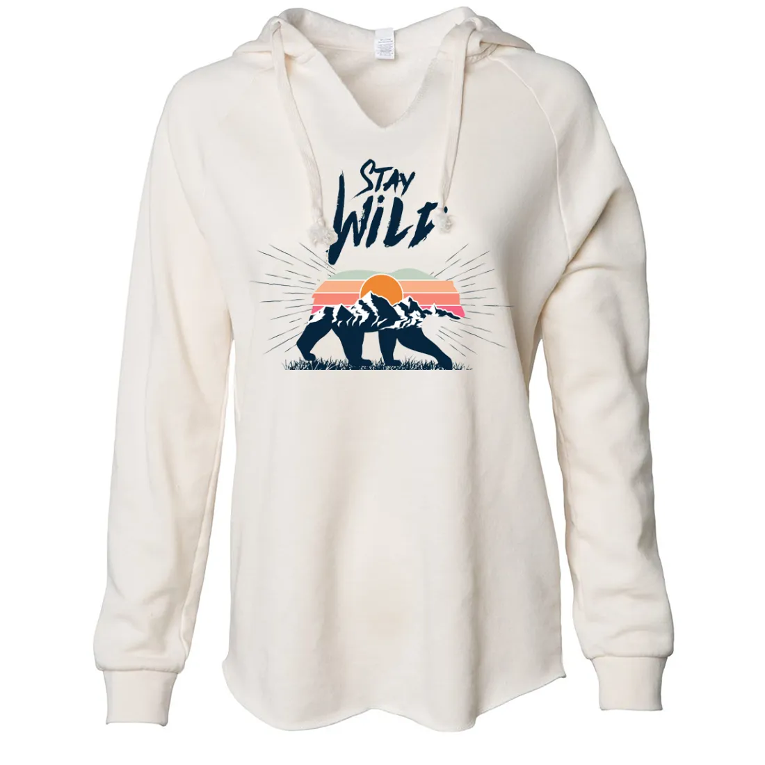 Stay Wild Sunset Bear Women's Soft Hooded Pullover