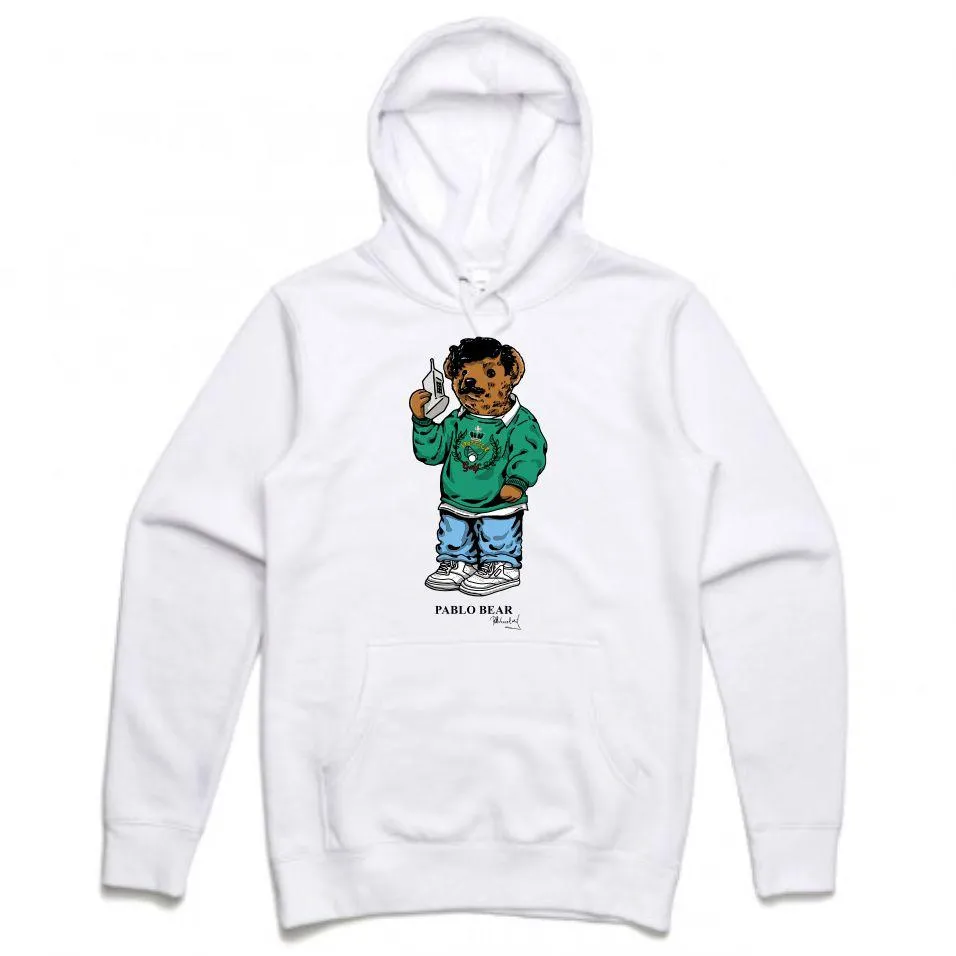 Streetwear on Demand PABLO BEAR HOODIE WHITE