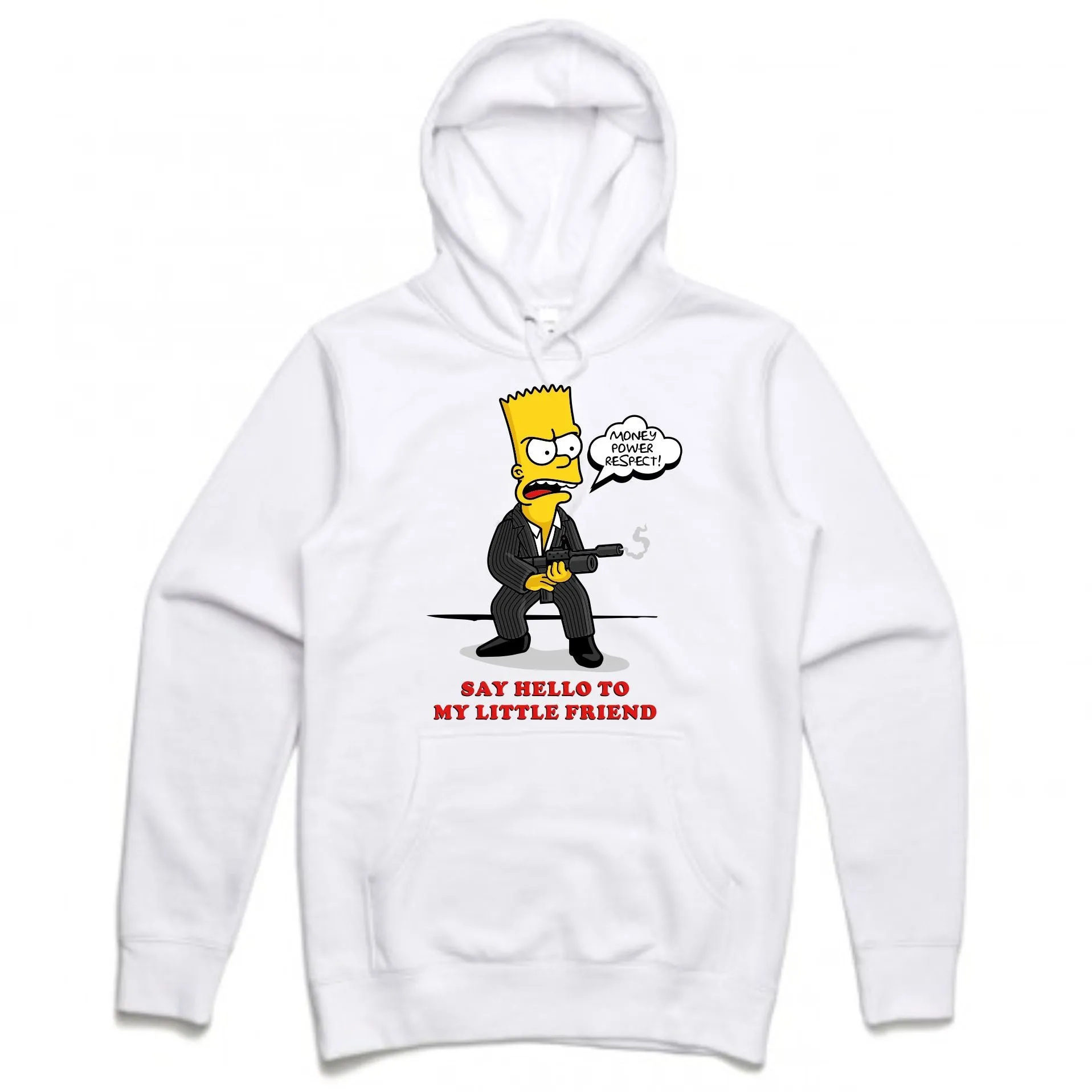 Streetwear on Demand SCARFACE BART BOOTLEG HOODIE WHITE