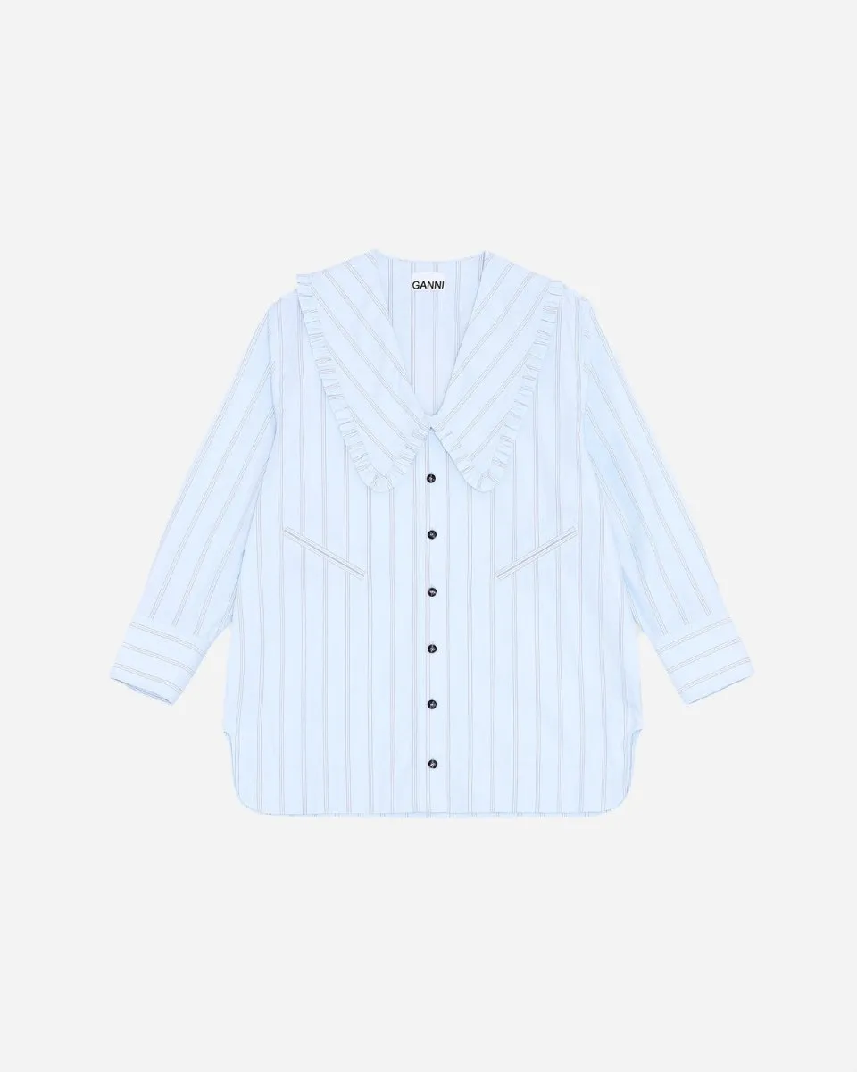 Stripe Cotton Oversized Shirt - Heather