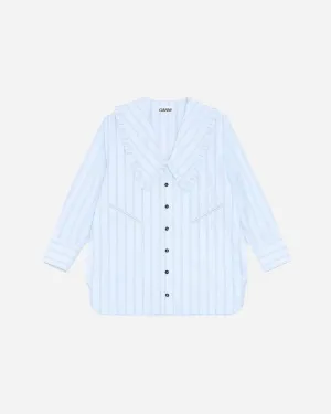 Stripe Cotton Oversized Shirt - Heather