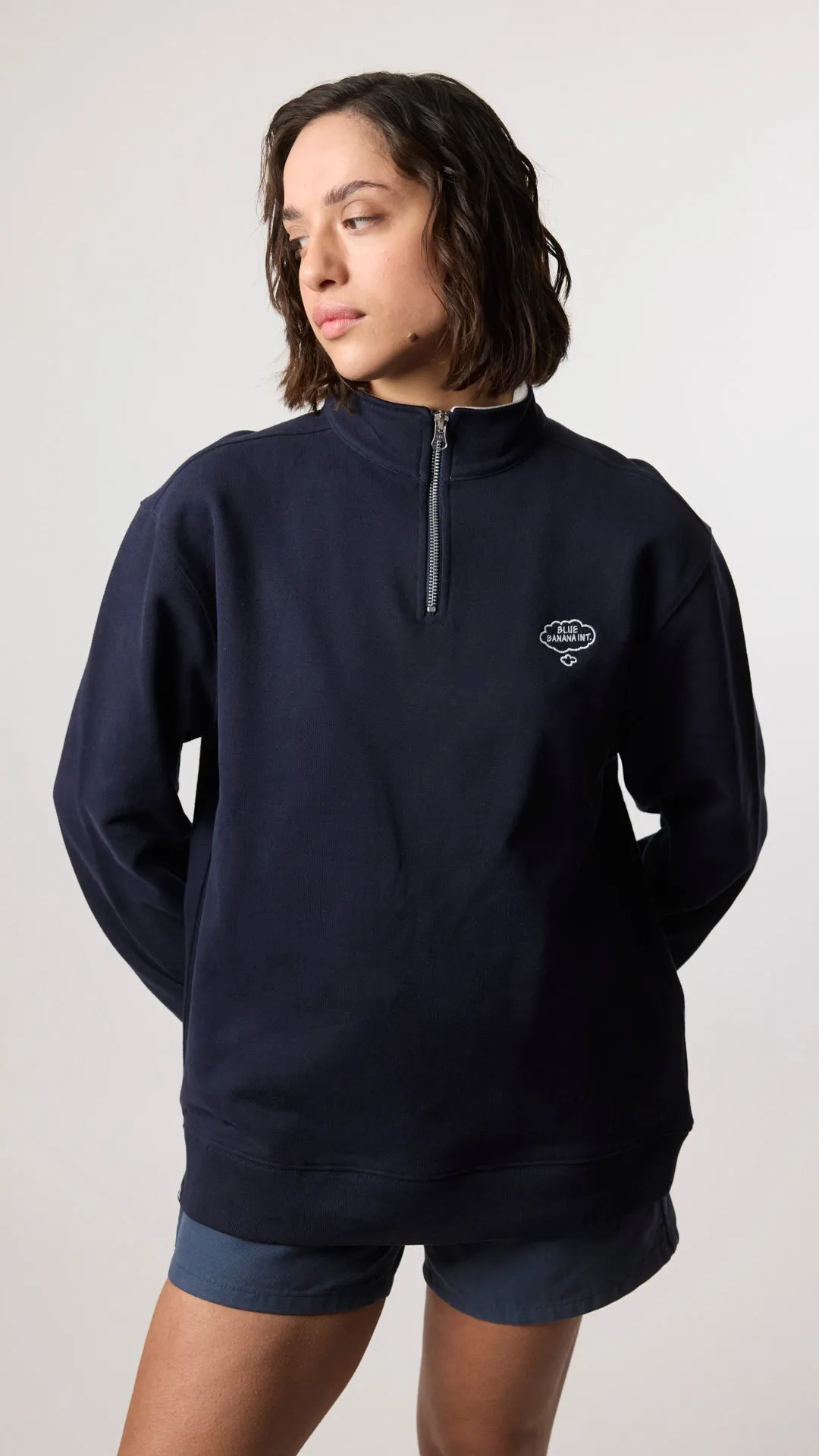 SUDADERA HALF ZIP BANK AZUL MARINO