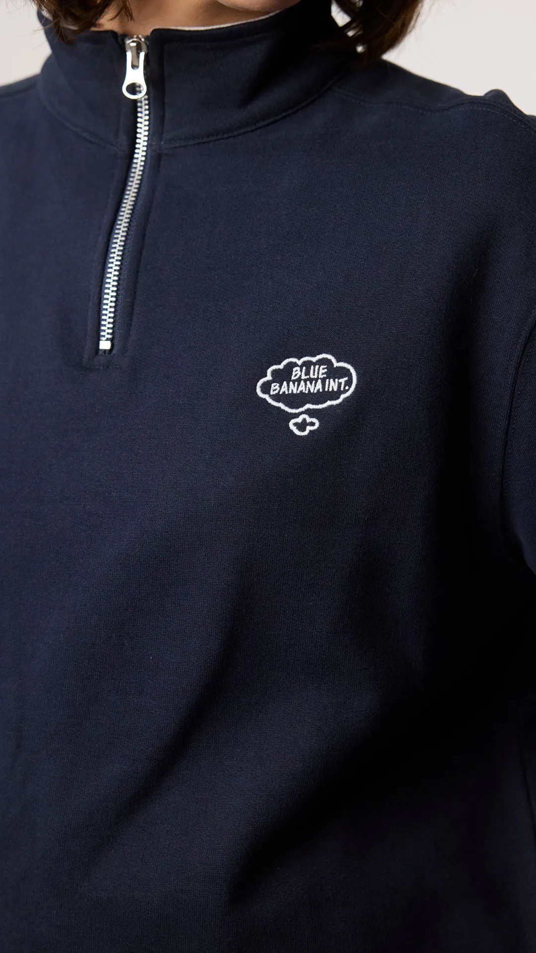 SUDADERA HALF ZIP BANK AZUL MARINO