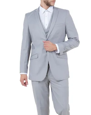 Tazzio Solid Slim Fit Vested Suit - Light Gray