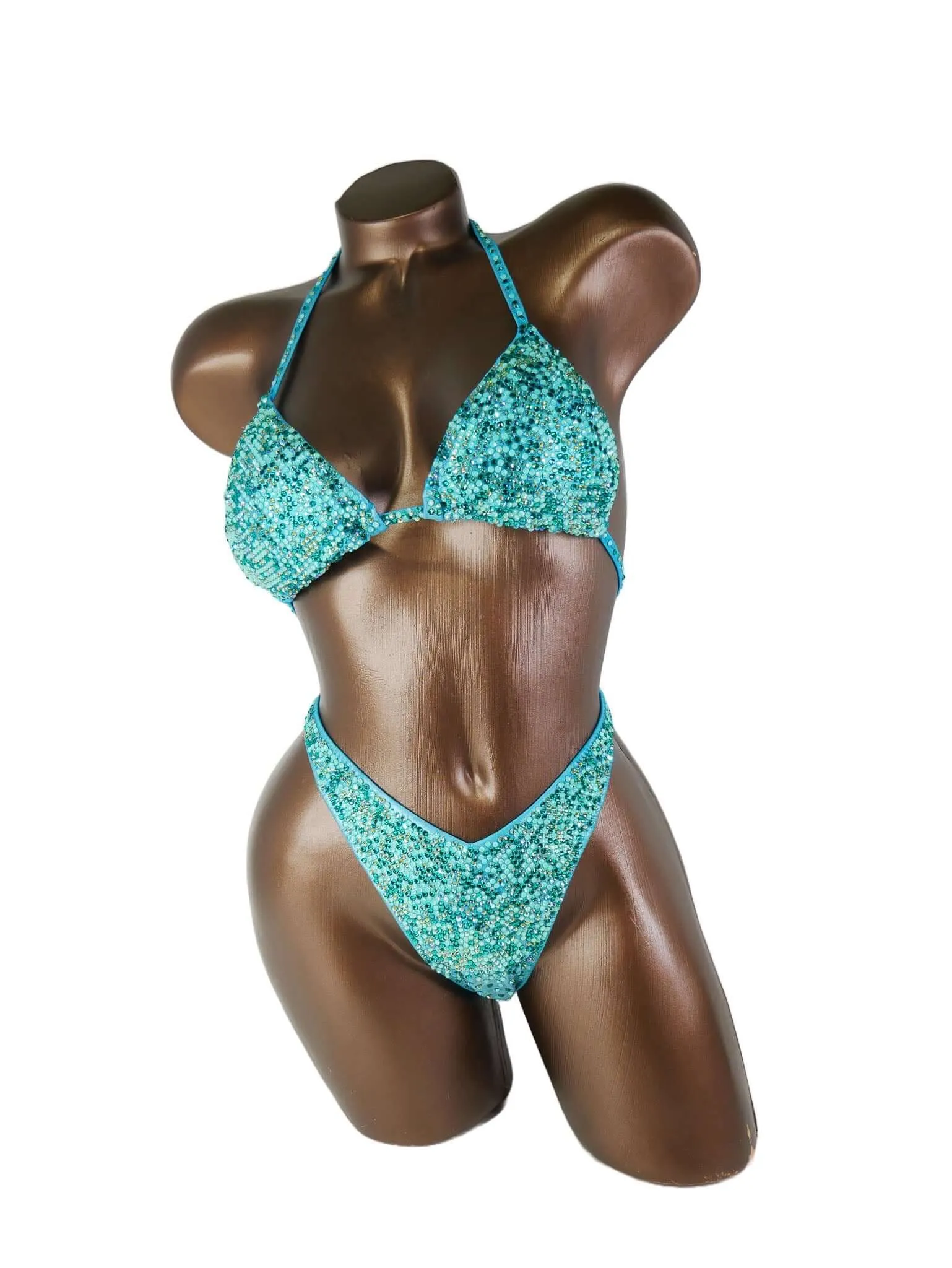 Teal Metallic Opal Figure Competition Suit