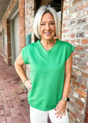 Textured V-Neck Sleeveless Top