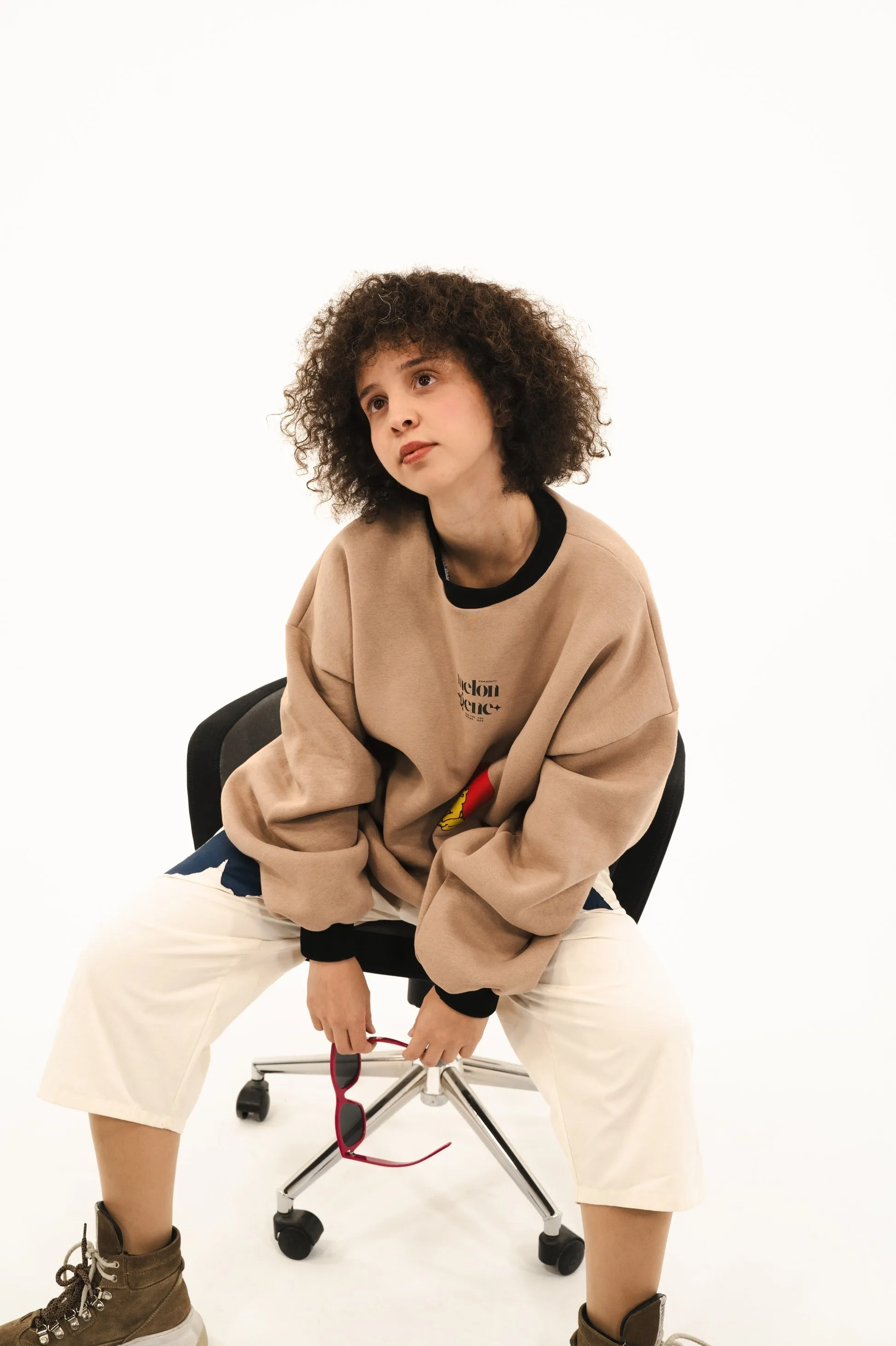There Was a Cat So Bored with the World Oversized Black & Beige Sweatshirt