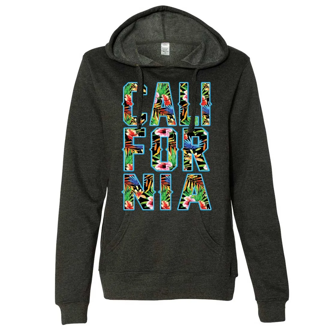 Tropical California Floral Print Ladies Lightweight Fitted Hoodie