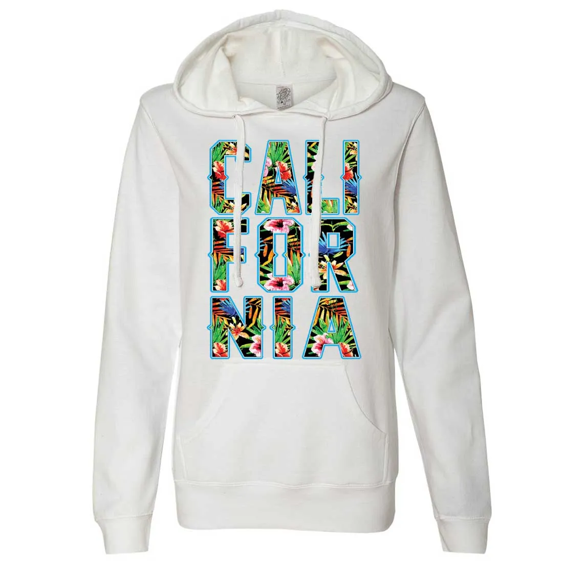 Tropical California Floral Print Ladies Lightweight Fitted Hoodie