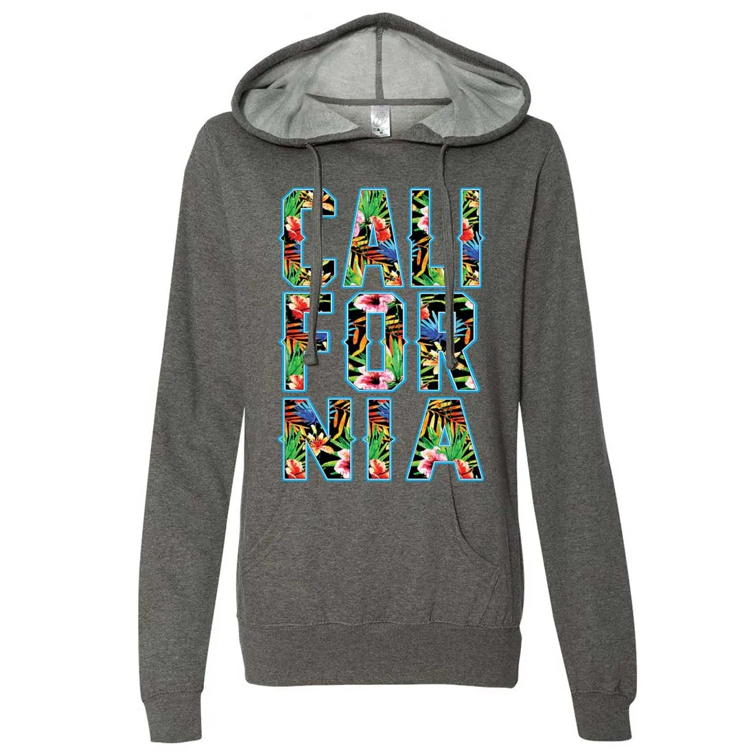 Tropical California Floral Print Ladies Lightweight Fitted Hoodie