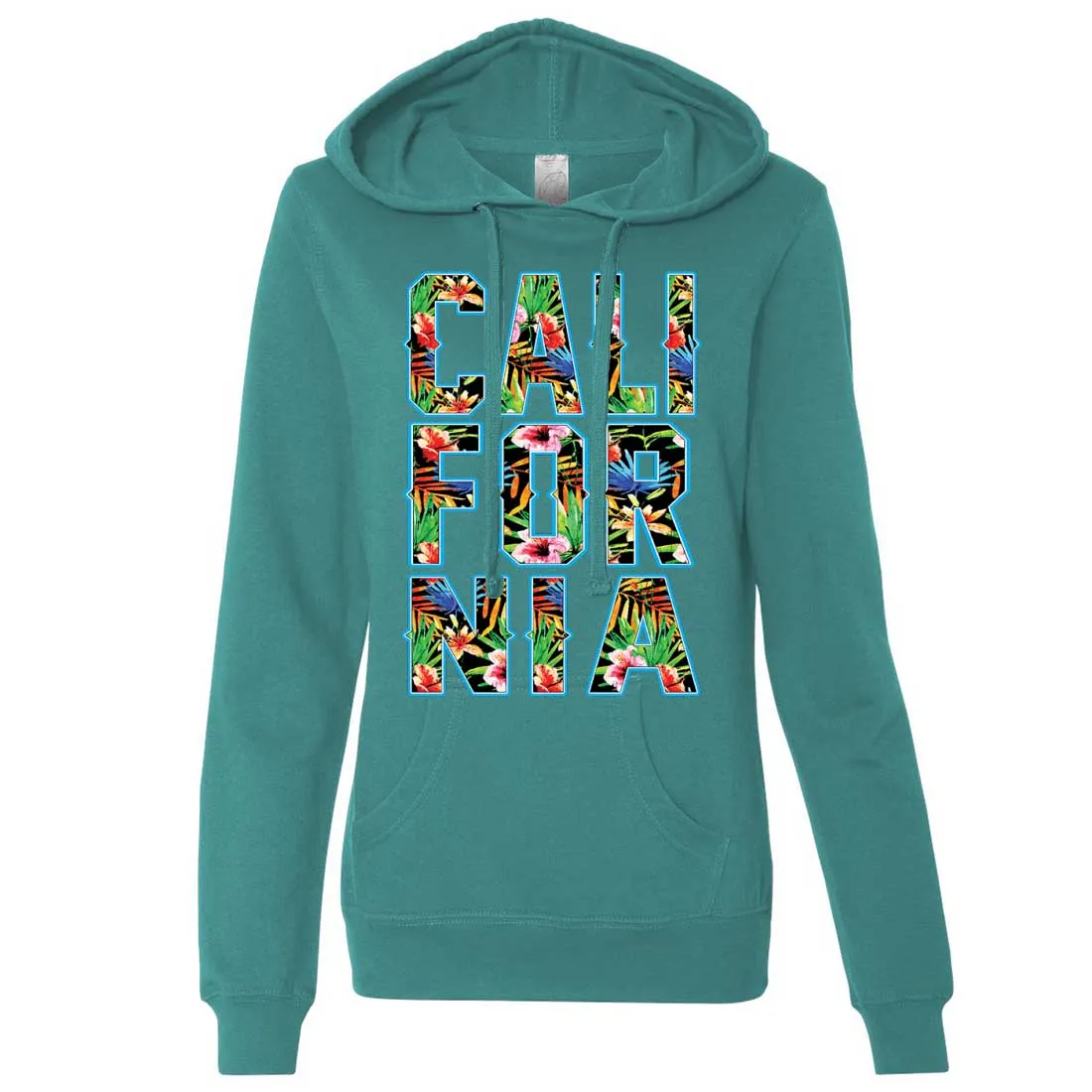 Tropical California Floral Print Ladies Lightweight Fitted Hoodie