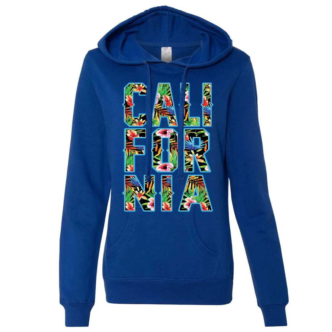 Tropical California Floral Print Ladies Lightweight Fitted Hoodie