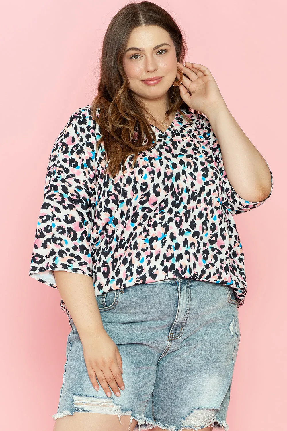 V Neck Batwing Sleeve Plus Size Top