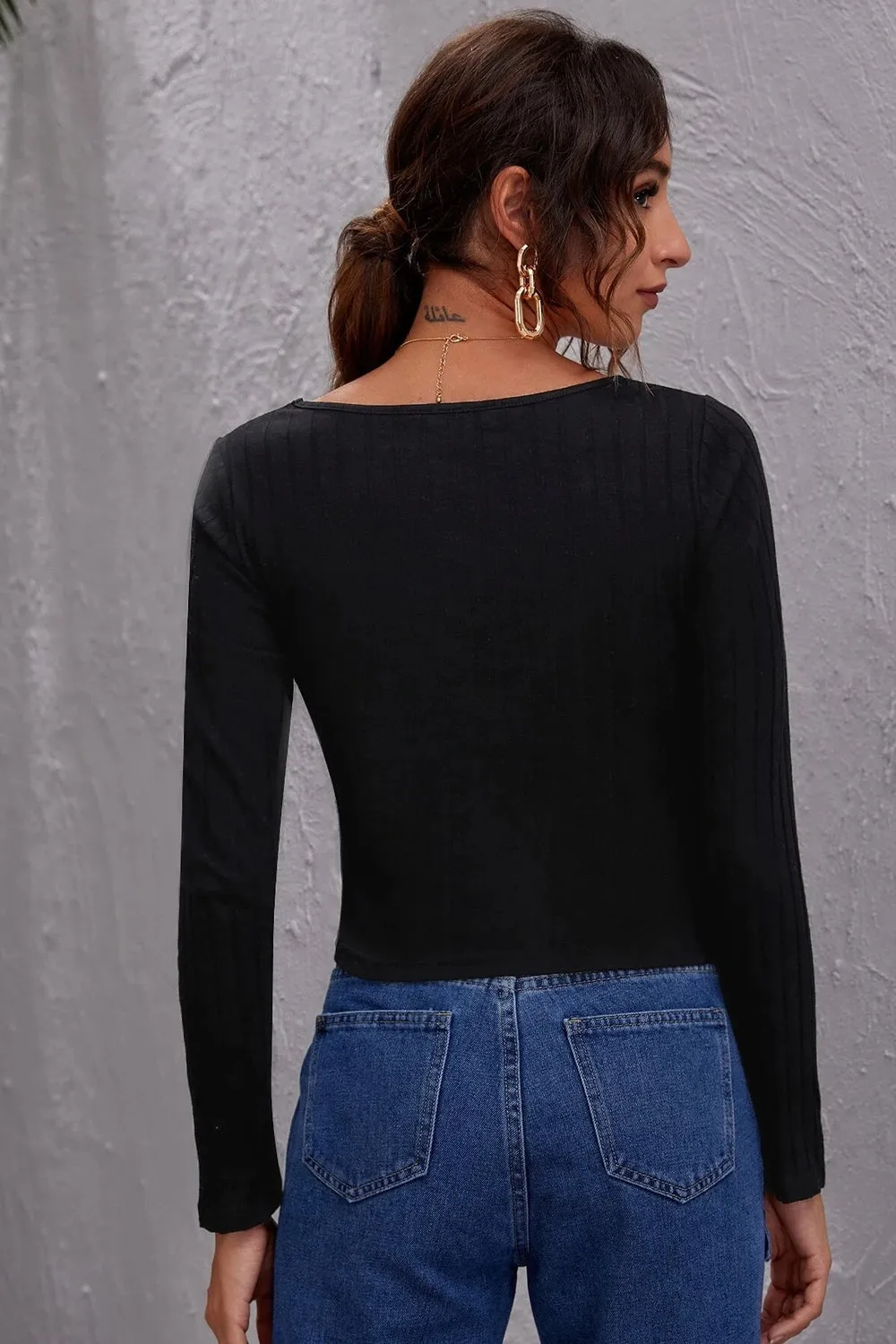 V Neck Rib Top