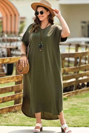 V-Neck Short Sleeve Maxi Dress