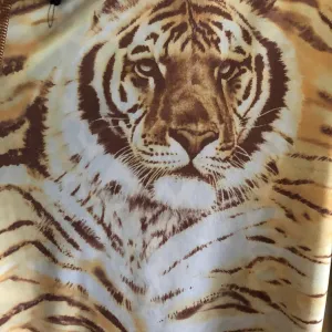V NECK SPAGHETTI STRAP TOP BROWN TIGER/LEOPARD