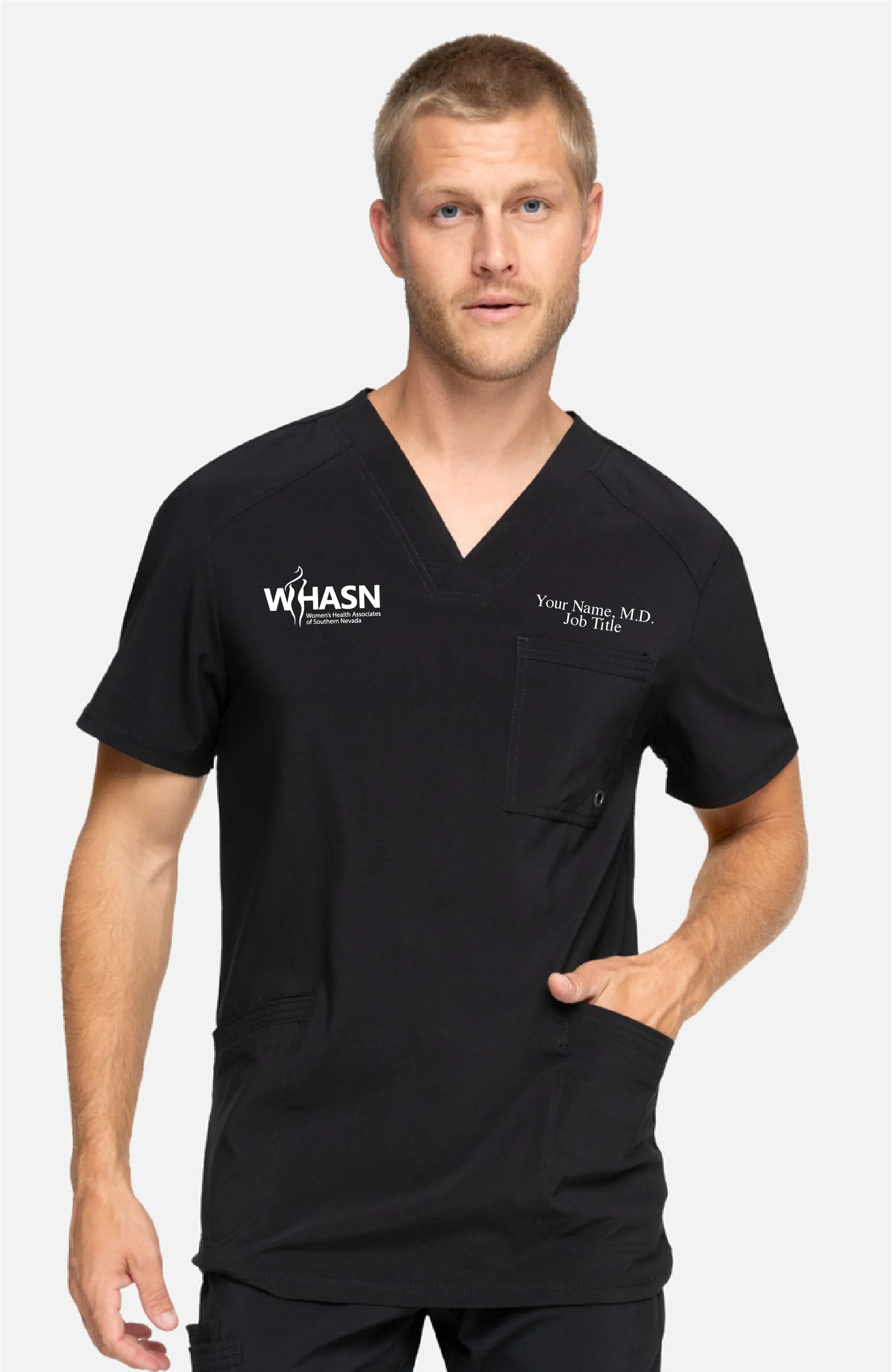 WHASN Men's Scrub Top