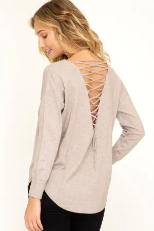Woman V Neck Back Lace Sweater top