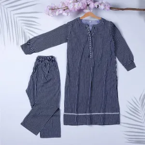 Women's 2Pcs Printed Suit Color Navy-Blue