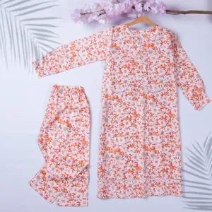 Women's 2Pcs Printed Suit Color White-Pink