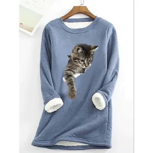 Women's Sweatshirt Pullover Sherpa Fleece Teddy Long Sleeve
