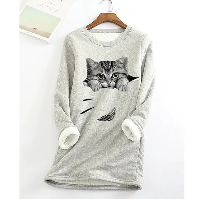 Women's Sweatshirt Pullover Sherpa Fleece Teddy Long Sleeve