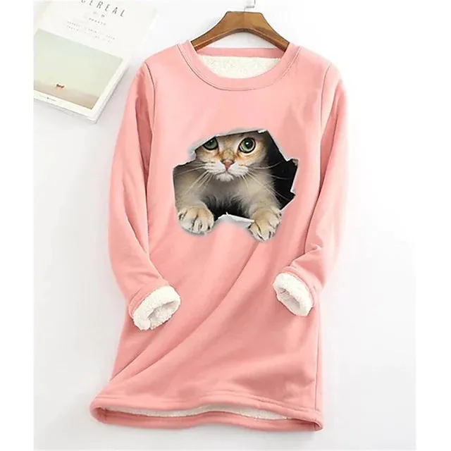 Women's Sweatshirt Pullover Sherpa Fleece Teddy Long Sleeve