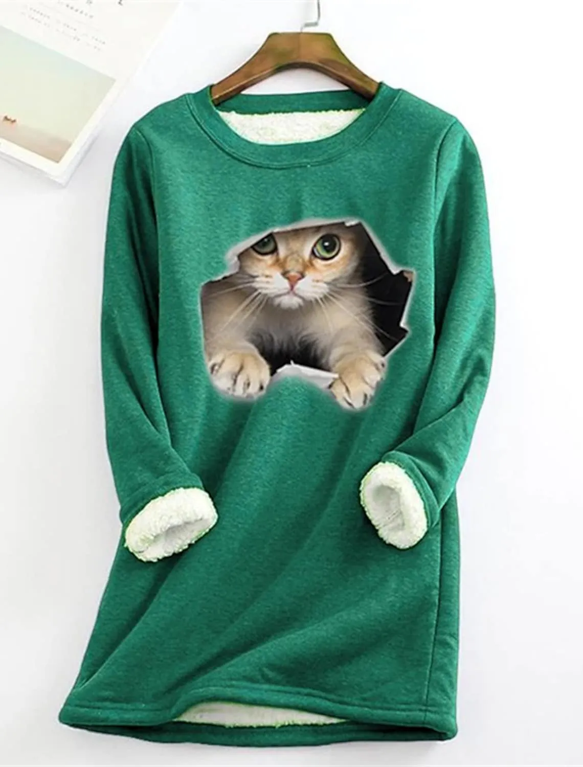 Women's Sweatshirt Pullover Sherpa Fleece Teddy Long Sleeve