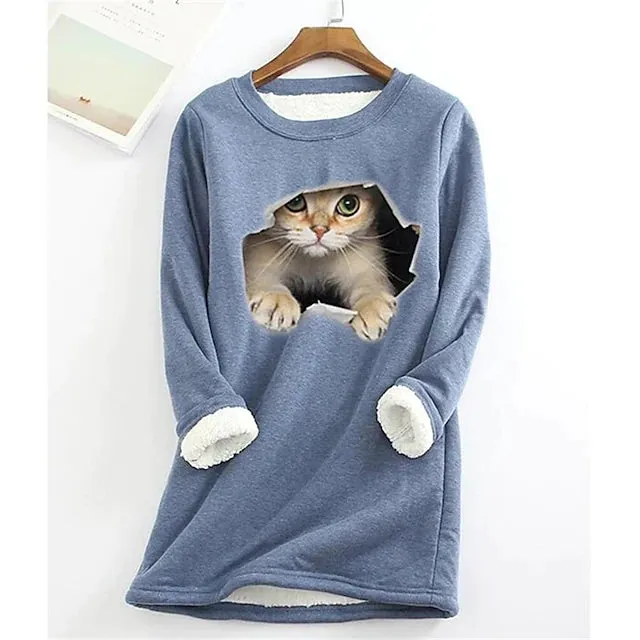 Women's Sweatshirt Pullover Sherpa Fleece Teddy Long Sleeve